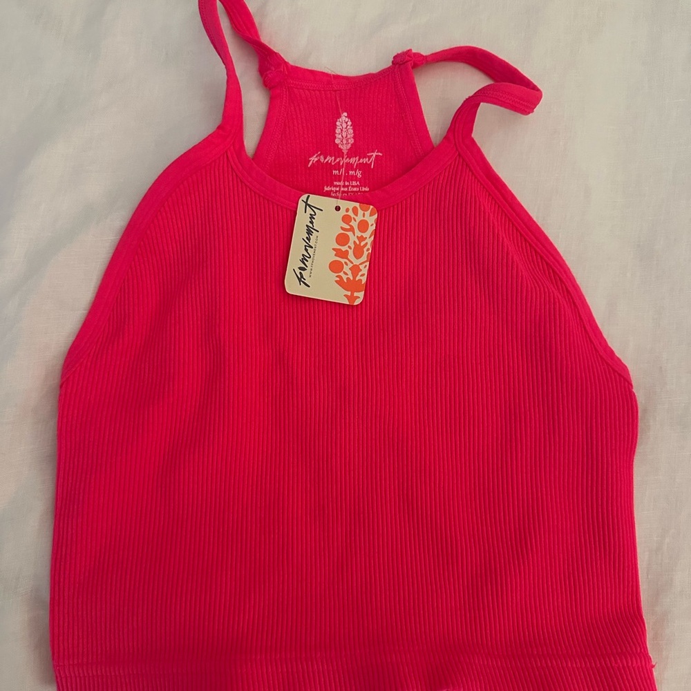 Free People Pink Ribbed Tank Top